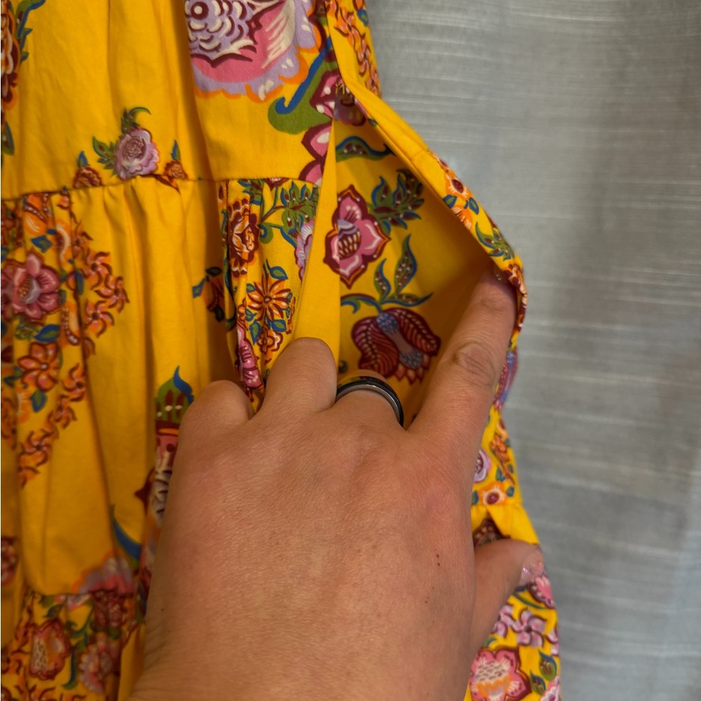 LA DoubleJ Yellow Floral Mini Dress with Pink & Green Accents - Picture 5 of 8
